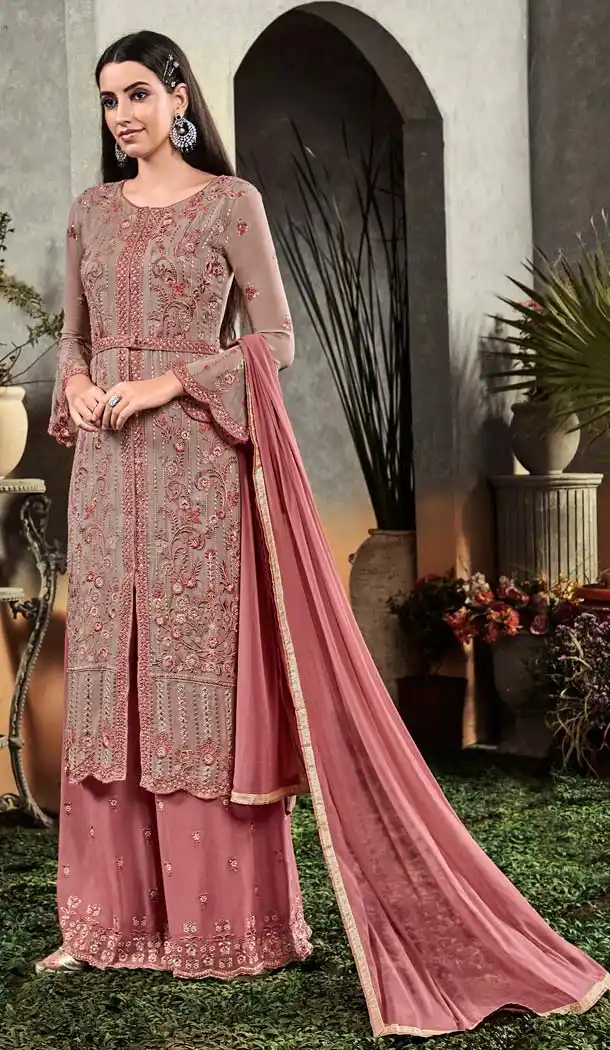 Tan Brown Color Georgette Party Wear Pakistani Salwar Kameez -639479938