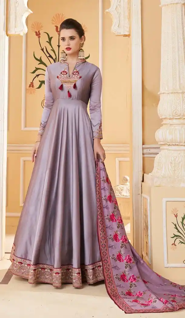 Light Purple Color Heavy Soft Silk Party Readymade Gown -639579943