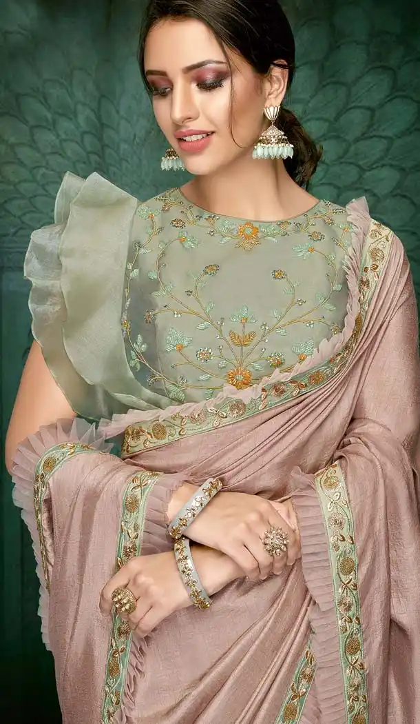 Old Rose Pink Color Silk Georgette Designer Saree Blouse -640680077
