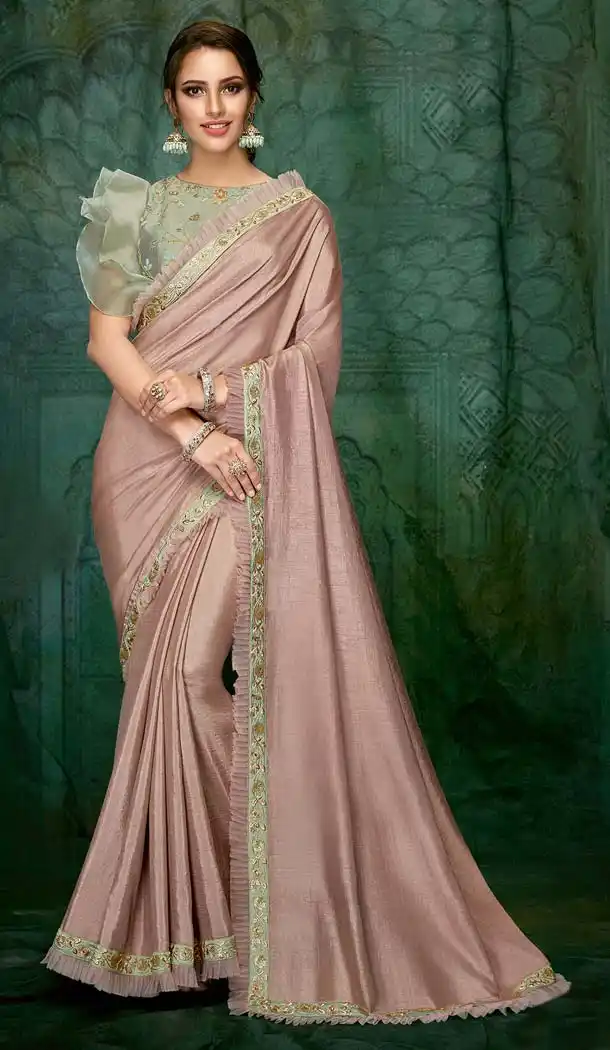 Old Rose Pink Color Silk Georgette Designer Saree Blouse -640680077
