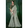 Grey Color Satin Silk Designer Saree Blouse