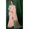 Peach Color Silk Chiffon Designer Saree Blouse