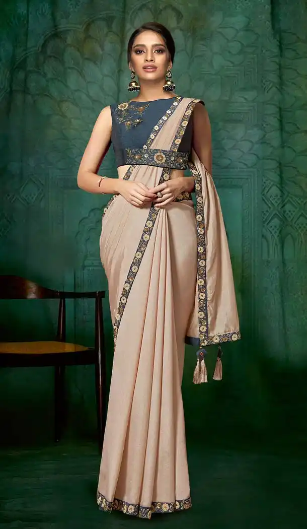 Soft Pink Color Satin Silk Designer Saree Blouse -640680082
