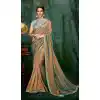 Chiku Blue Color Dual Tone Silk Georgette Designer Saree Blouse