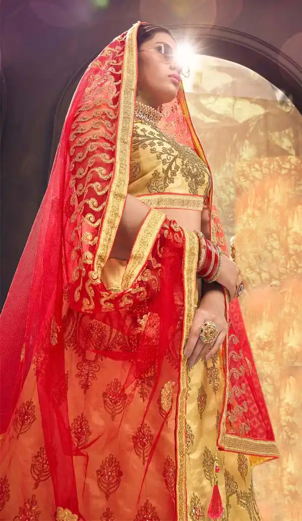 Beige Color Banglori Silk Traditional Party Plus Size Lehenga Choli -645280629