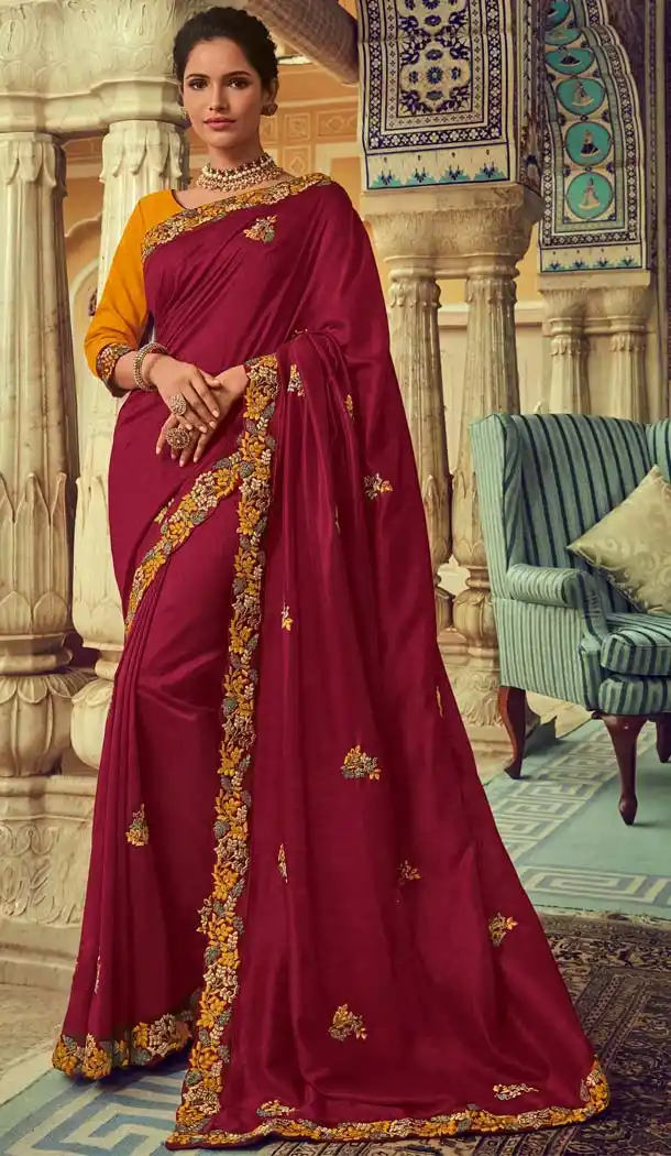 Maroon Color Georgette Silk Designer Traditional Wear Saree -643980471