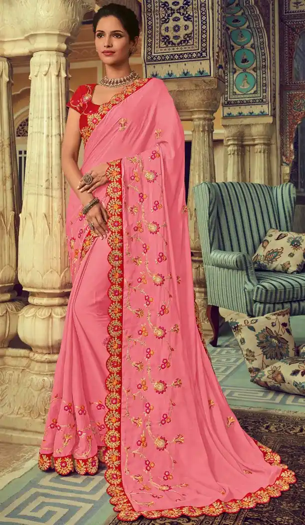 Pink Color Chiffon Designer Traditional Wear Saree -643980473