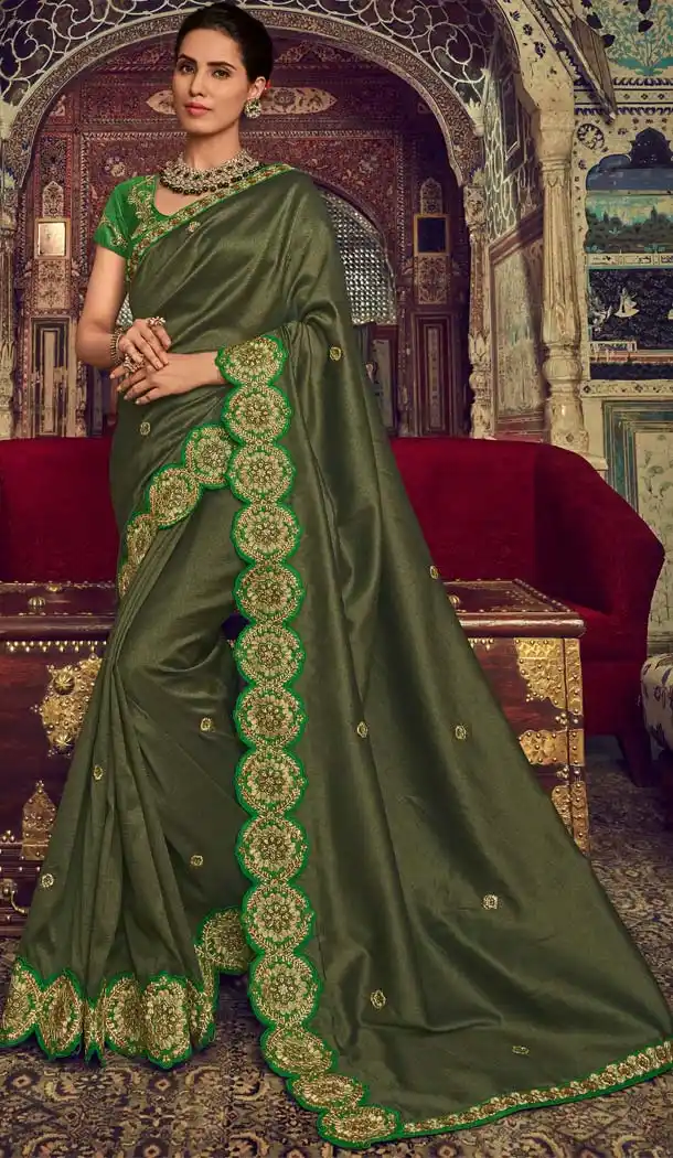 Green Color Georgette Silk Designer Traditional Wear Saree -643980476