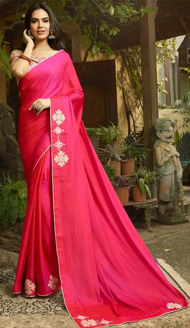 Pink Color Georgette Silk Party Wear Saree Blouse -644080490