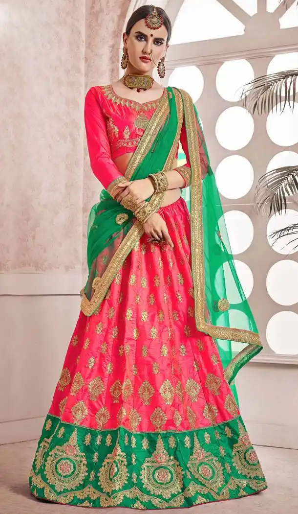Pink Color Silk Traditional Wear Plus Size Lehenga Choli -645480639