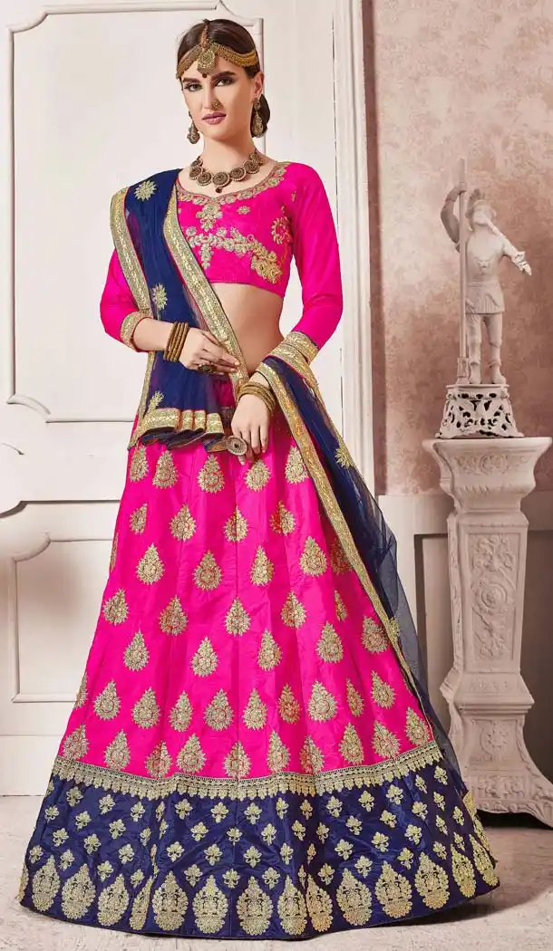 Adorable Pink Color Silk Traditional Wear Plus Size Lehenga Choli -645480641