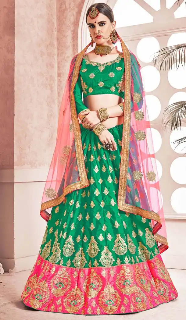Divine Sea Green Color Silk Traditional Wear Plus Size Lehenga Choli -645480644