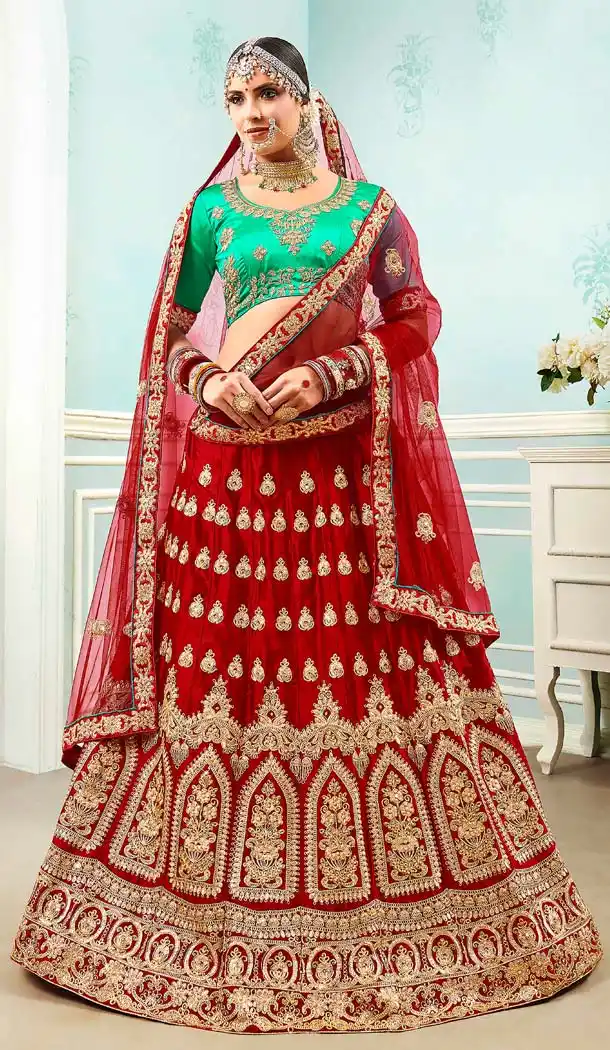 Maroon Color Satin Silk Traditional Party Wear Lehenga Choli -645580648