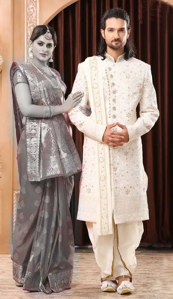 Tantalizing White Imported Designer Readymade Man Sherwani -639779985
