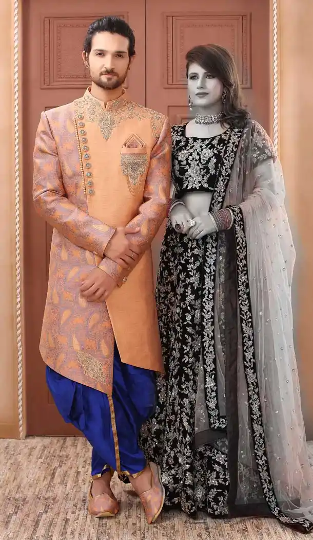 Gleaming Orange Color Imported Designer Readymade Man Sherwani -639779994