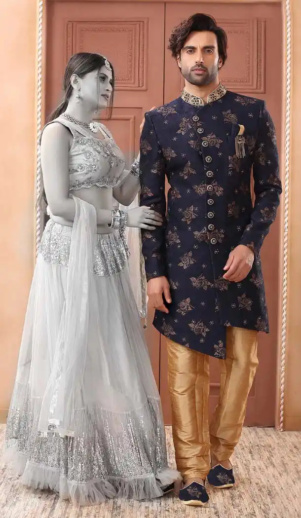 Flamboyant Blue Color Imported Designer Readymade Man Sherwani -639780001