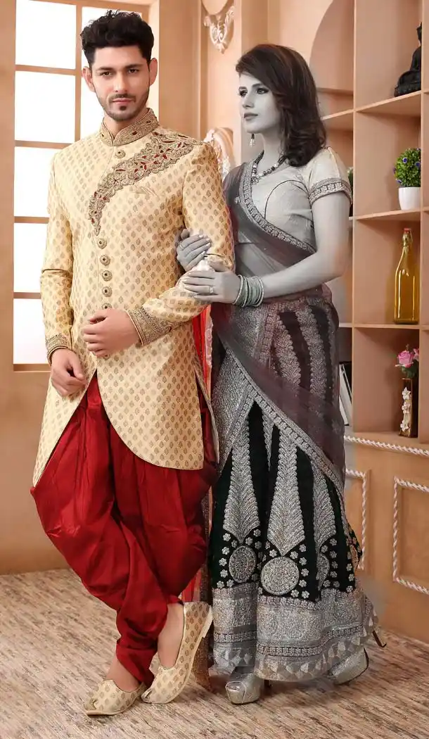 Exquisite Cream Color Imported Designer Readymade Man Sherwani -639780010