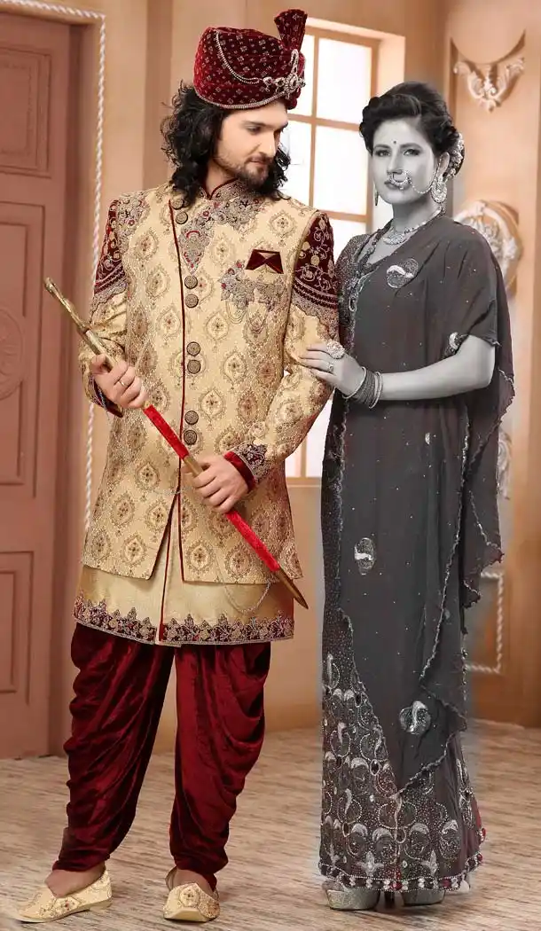 Gold Maroon Color Imported Designer Readymade Man Sherwani -639780020