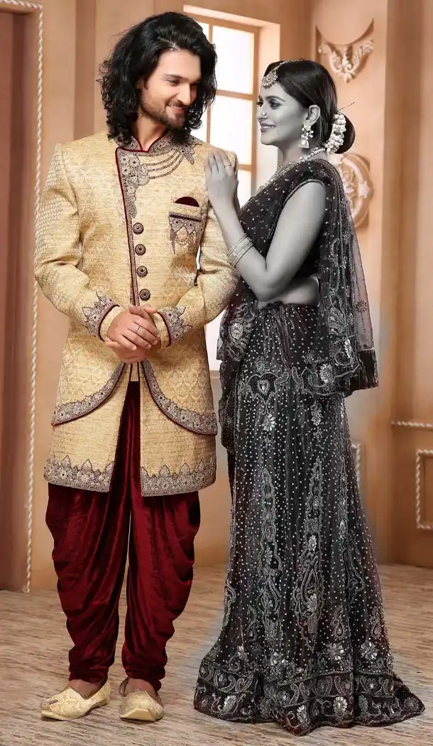 Sparkling Cream Color Imported Designer Readymade Man Sherwani -639780022