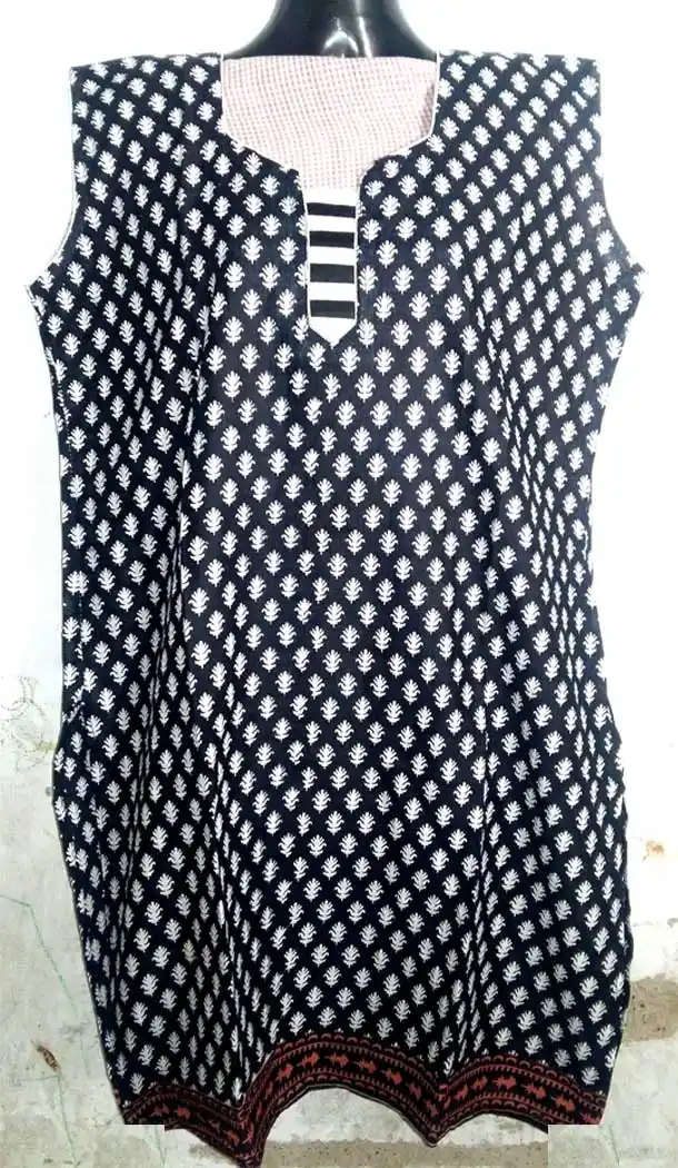Black and White Color Cotton Party Readymade Kurtis | FH5555128