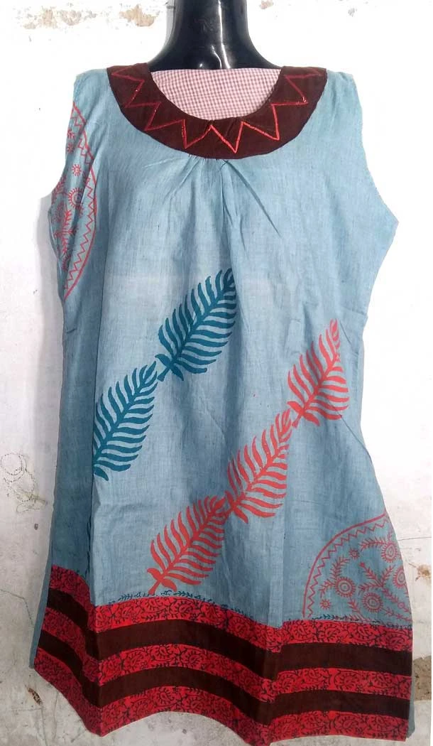 Sky Blue Color Cotton Party Readymade Kurtis | FH5555131