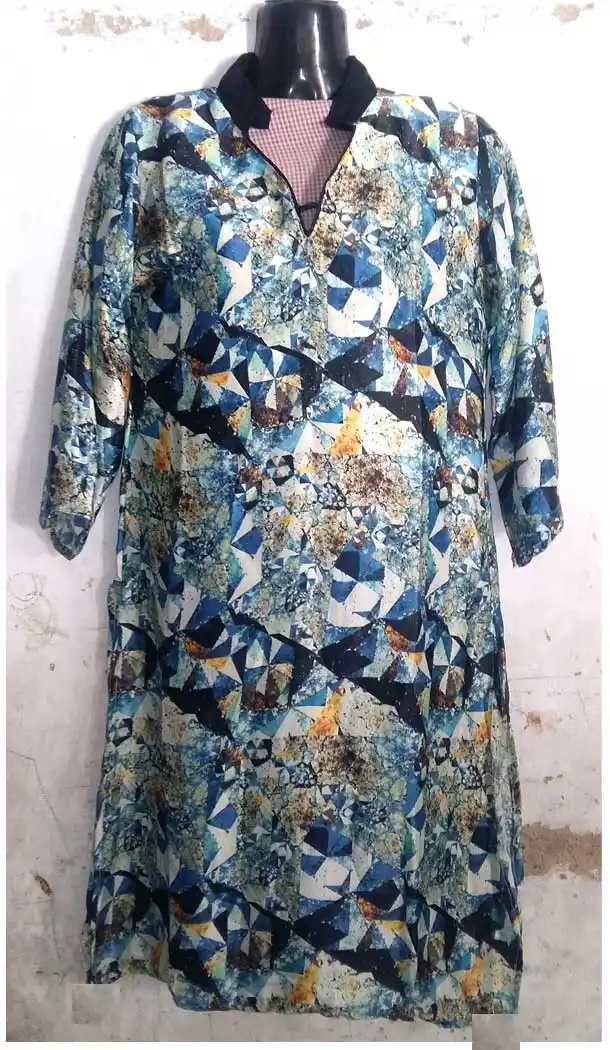 Blue and Black Color Silk Party Readymade Kurtis | FH5555132