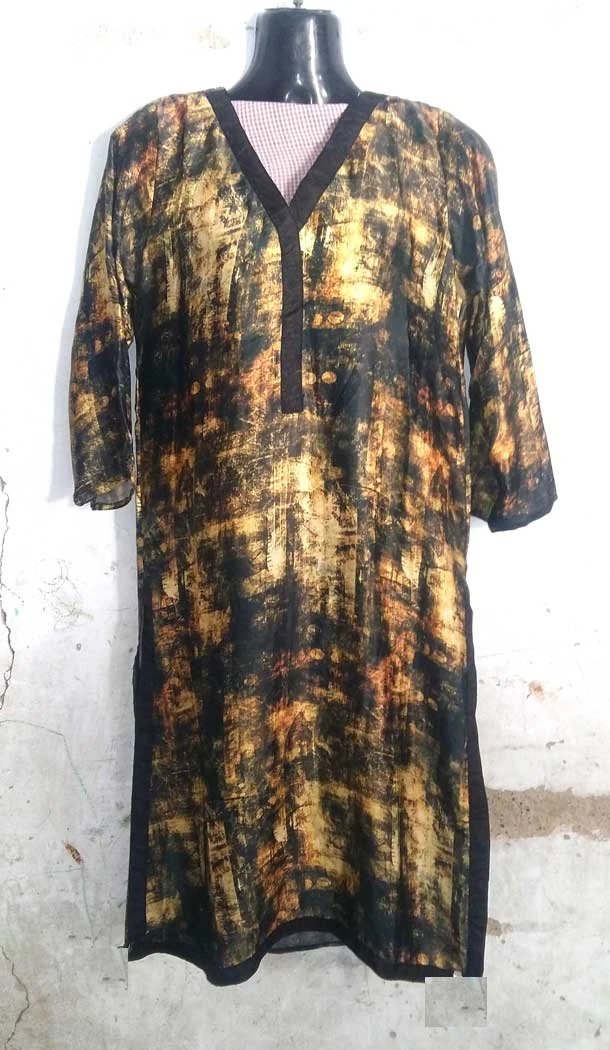 Brown and Black Color Silk Party Readymade Kurtis | FH5555133