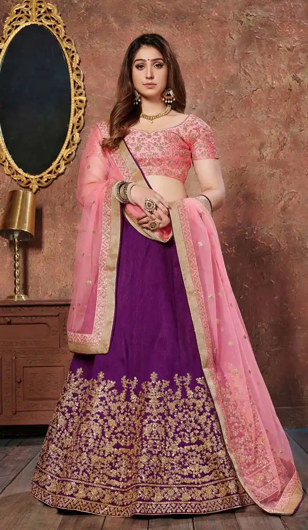 Purple Color Mulbury Silk Designer Party Wear Lehenga Choli -643780456