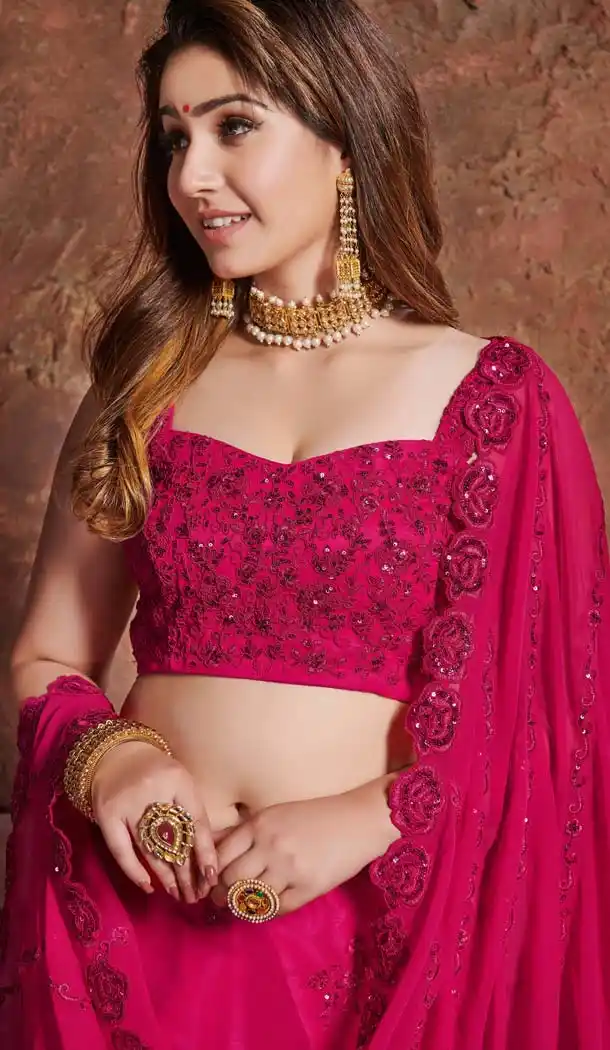 Pink Color Georgette Designer Party Wear Lehenga Choli -643780457