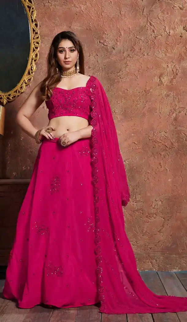 Pink Color Georgette Designer Party Wear Lehenga Choli -643780457
