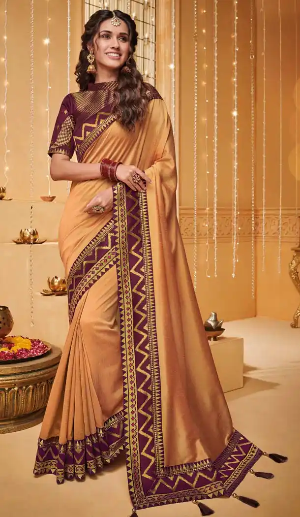 Light Orange Color Silk Designer Party Wear Saree Blouse -644780583