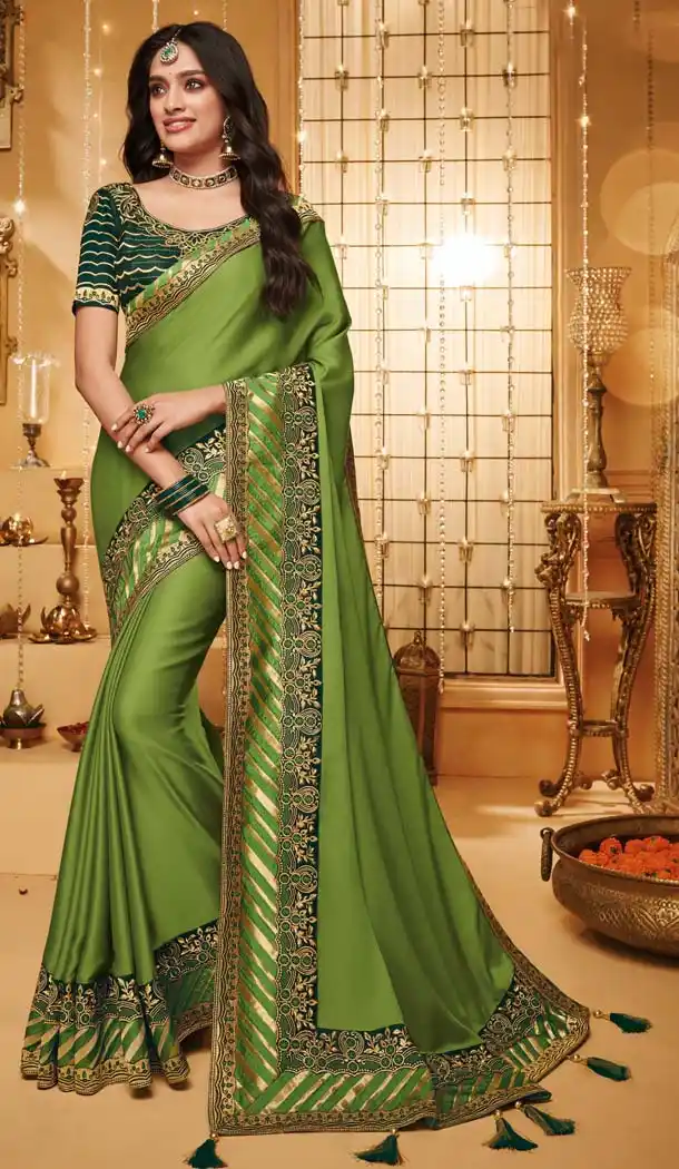 Alluring Green Color Silk Designer Party Wear Saree Blouse -644780588