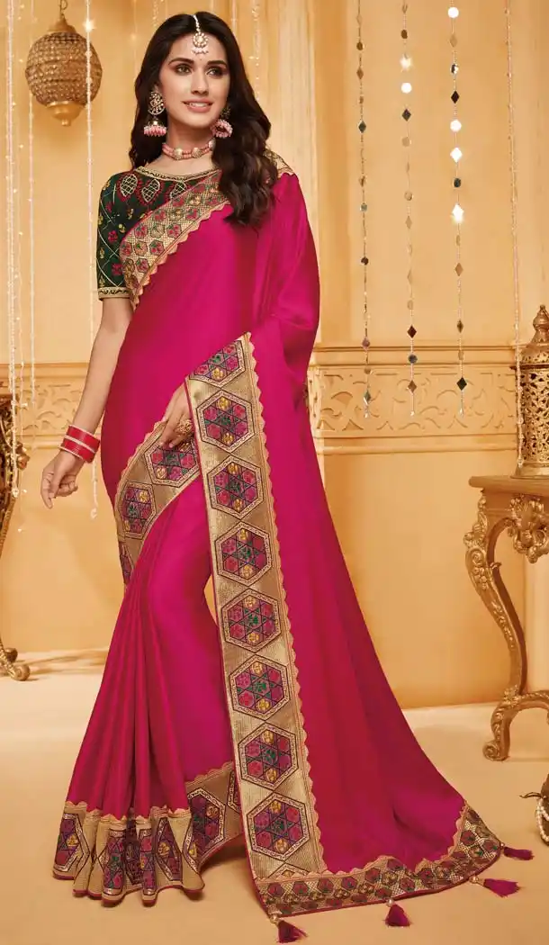 Captivating Pink Color Silk Designer Party Wear Saree Blouse -644780589