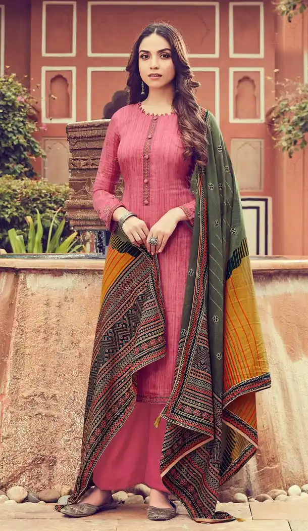 Light Maroon Color Pure Jam Silk Casual Party Palazzo Suit -644880592