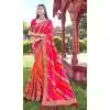 Orange Pink Banarasi Silk Designer Wedding Saree