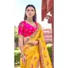 Yellow Cream Banarasi Silk Designer Wedding Saree