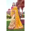 Yellow Cream Banarasi Silk Designer Wedding Saree