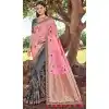 Light Pink Grey Banarasi Silk Designer Wedding Saree