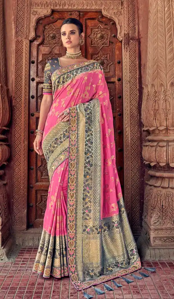 Pink Color Silk Designer Wedding Saree Blouse -644580560