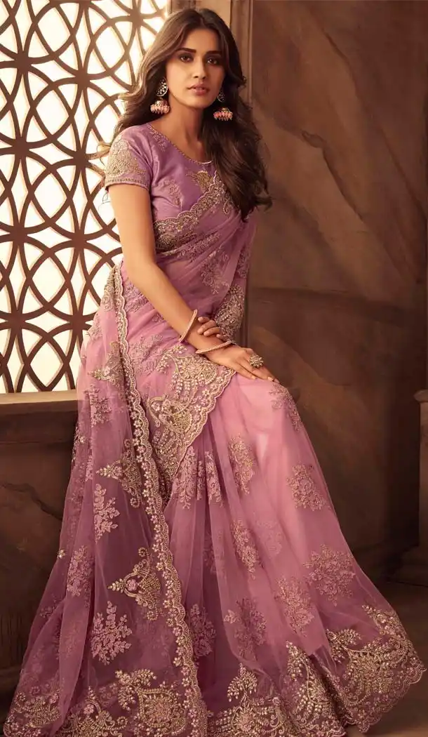 Purple Color Net Designer Trendsetter Saree Blouse -648681018