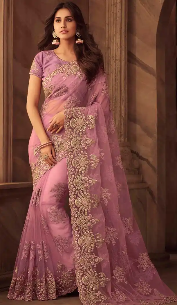 Purple Color Net Designer Trendsetter Saree Blouse -648681018