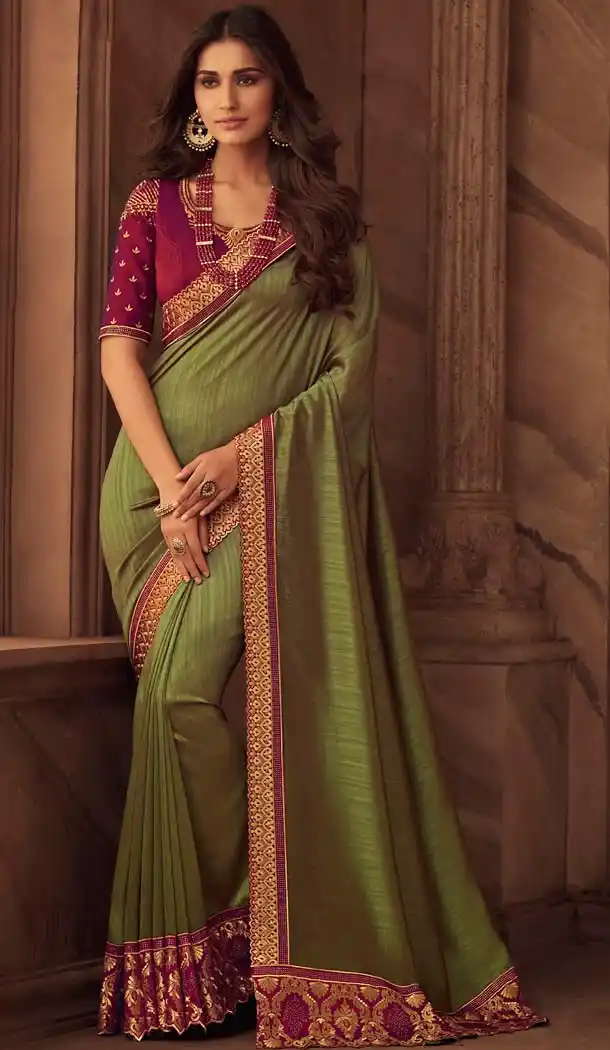 Green Color Silk Designer Trendsetter Saree Blouse -648681023