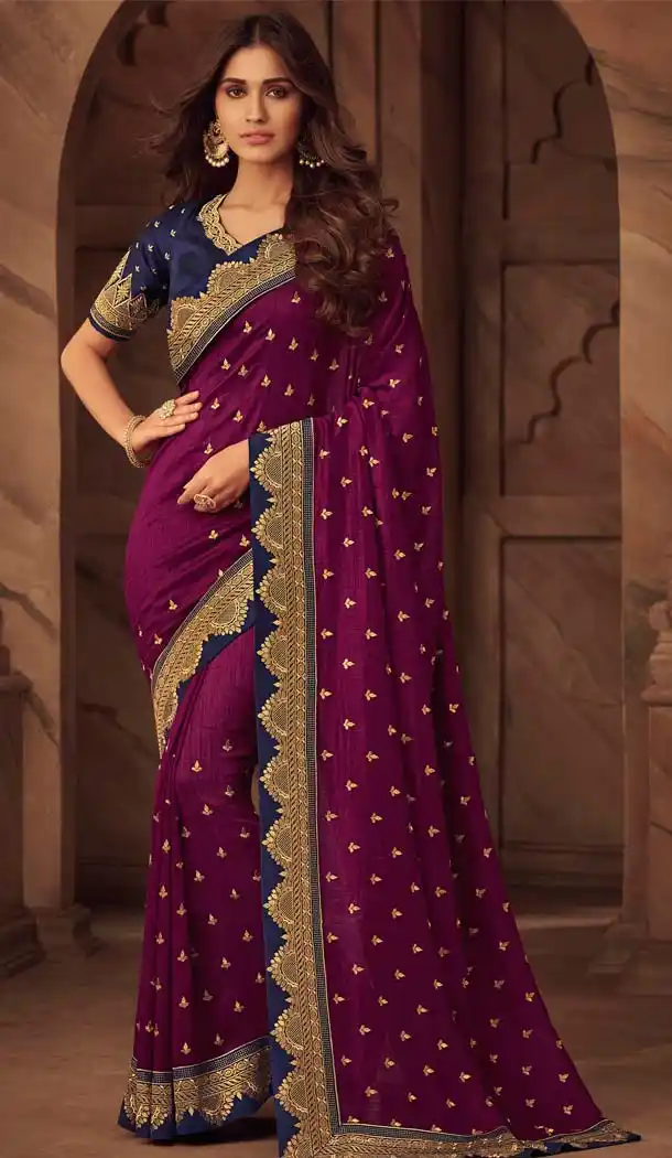 Purple Color Silk Designer Trendsetter Saree Blouse -648681026