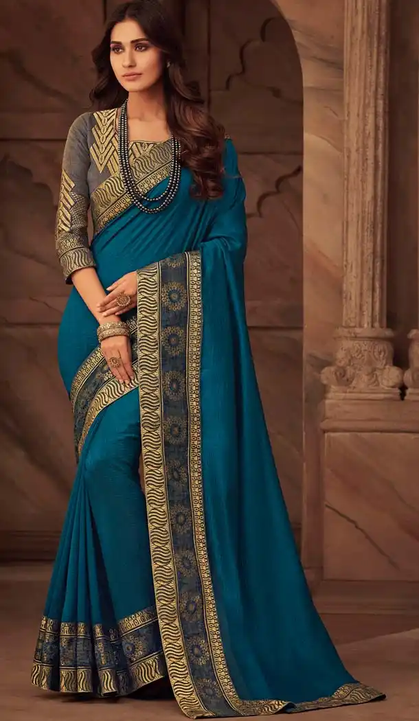 Blue Color Silk Designer Trendsetter Saree Blouse -648681027