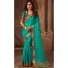 Turquoise Color Silk Designer Trendsetter Saree Blouse