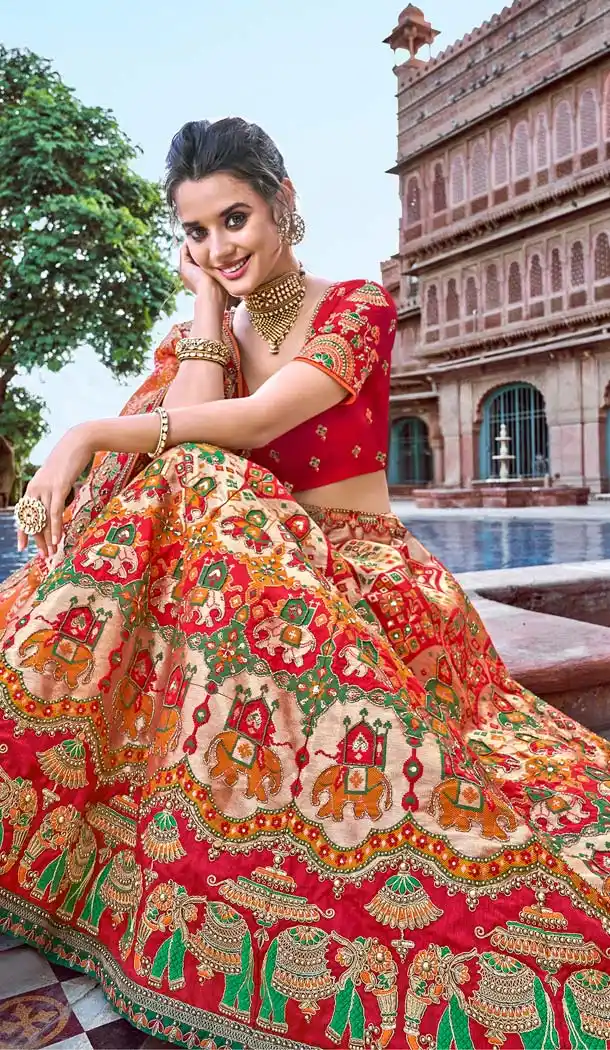 Red Color Silk Designer Bridal Wedding Lehenga Choli -644480541