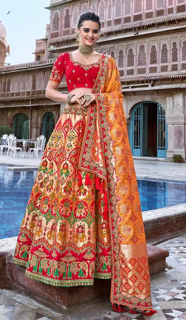 Red Color Silk Designer Bridal Wedding Lehenga Choli -644480541