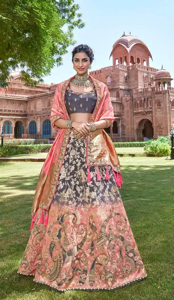 Gorgeous Multi Color Silk Designer Bridal Wedding Lehenga Choli -644480549