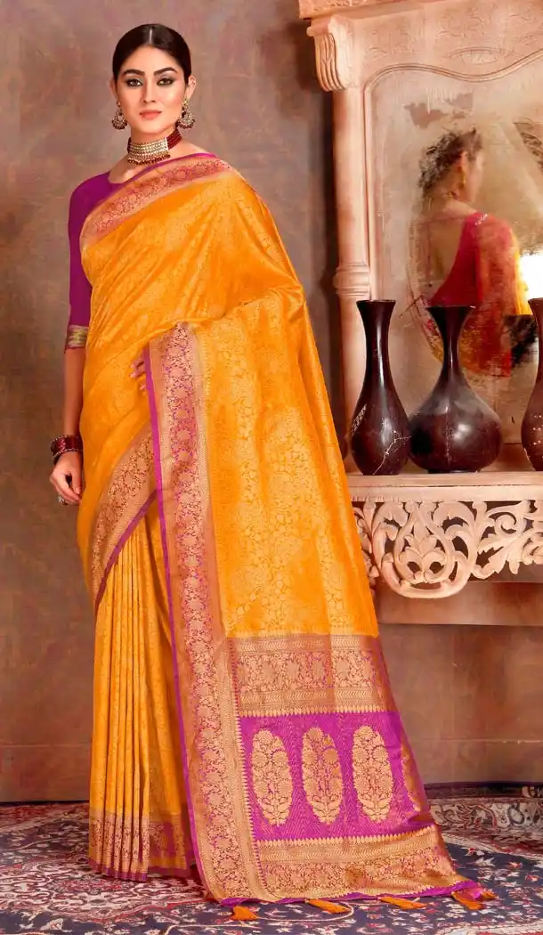 Yellow Color Traditional Classic Wear Soft Silk Saree Blouse -643880461