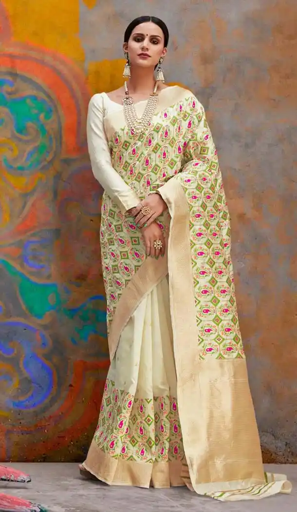 Off White Color Handloom Weaving Silk Traditional Saree -649181127